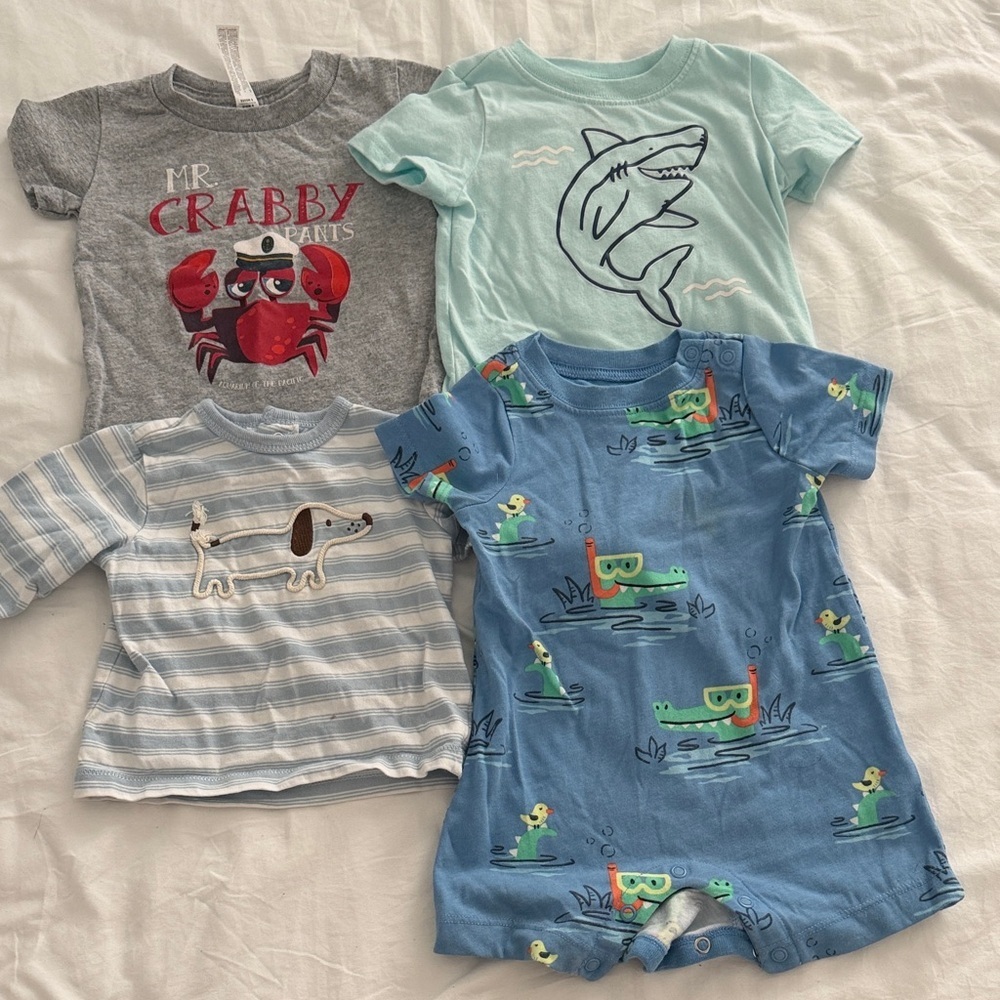 Set of 4 Baby Graphic T-Shirts and Romper 3-6 months baby